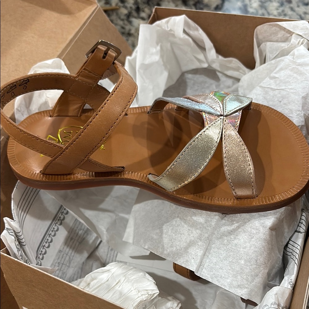 Pom D'Api Silver and Brown Sandals with Buckle Closure
